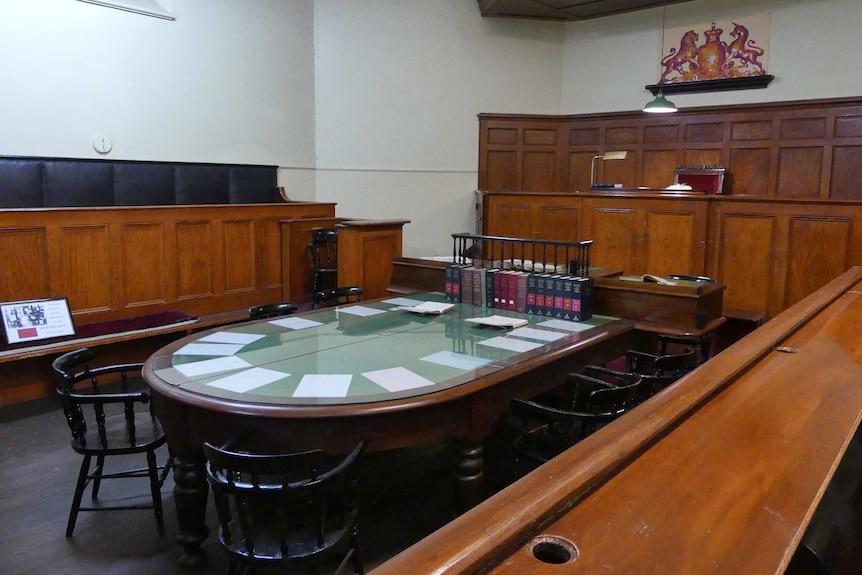 A courtroom interior.