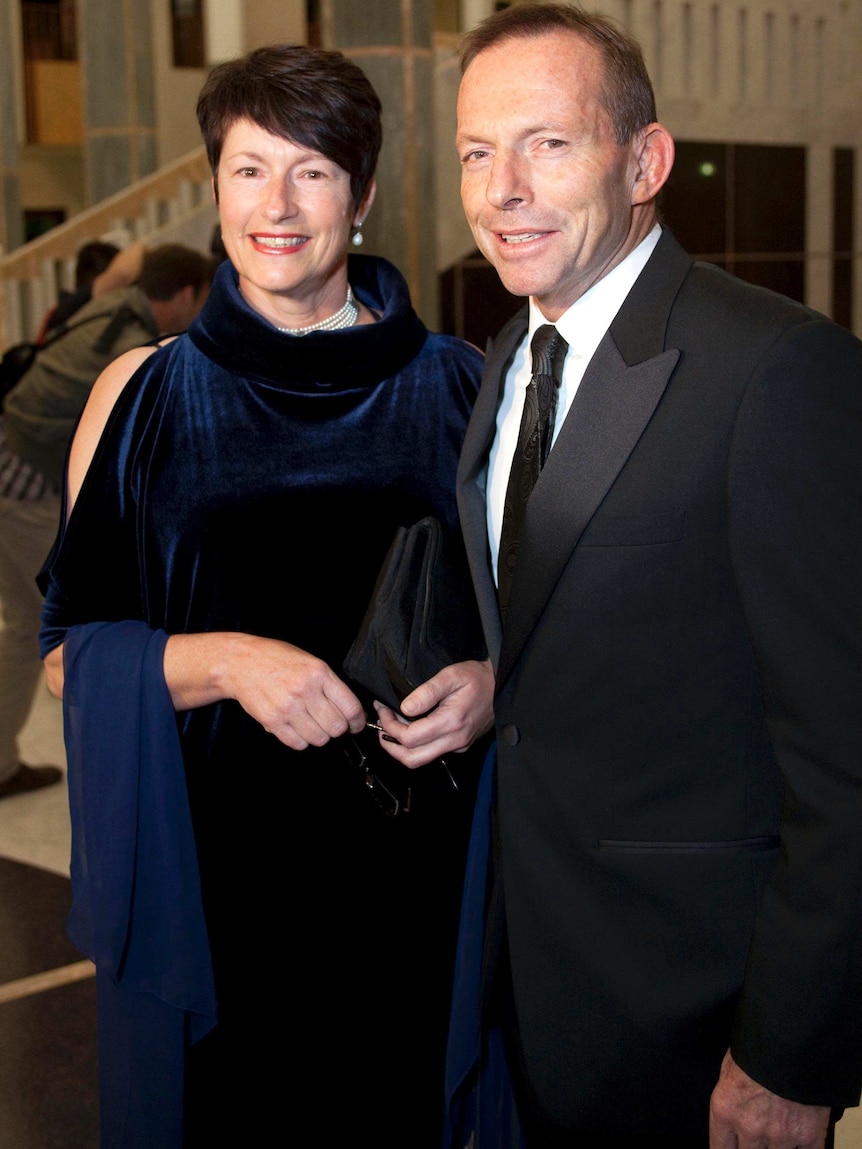 Opposition Leader Tony Abbott and wife, Margie, arrive for the 2011 mid-winter ball.