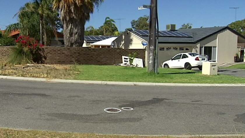 Bloodstains on the road after the hit and run