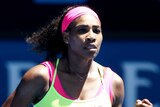 Serena Williams celebrates beating Elina Svitolina