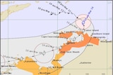A map showing the predicted cyclone path.