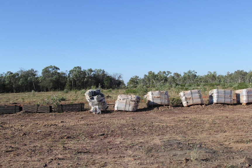Fencing supplies in a paddock on Amungee Mungee Station