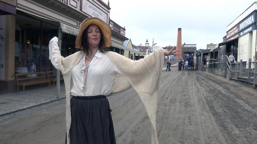 Woman in period costume at Sovereign Hill