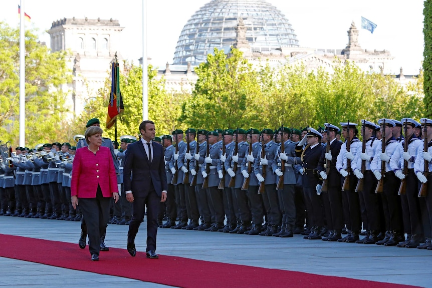 German Chancellor Angela Merkel and French President Emmanuel Macron.