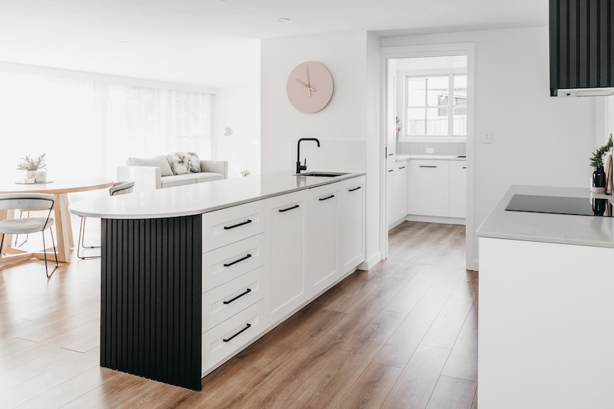 A renovated kitchen.