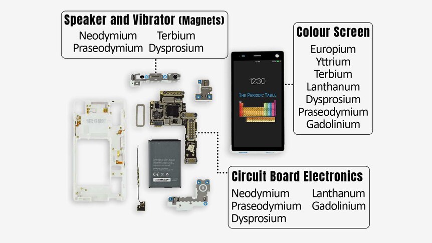 An infographic of a phone split into various elements.