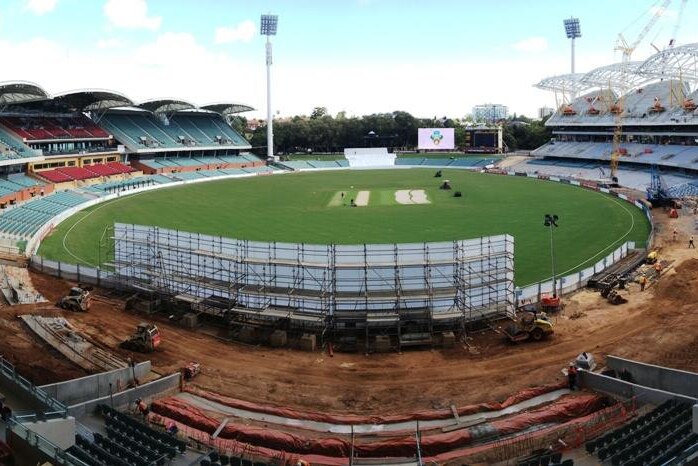 Sheffield Shield cricket is making its return to Adelaide Oval, despite redevelopment work not yet having been finished.