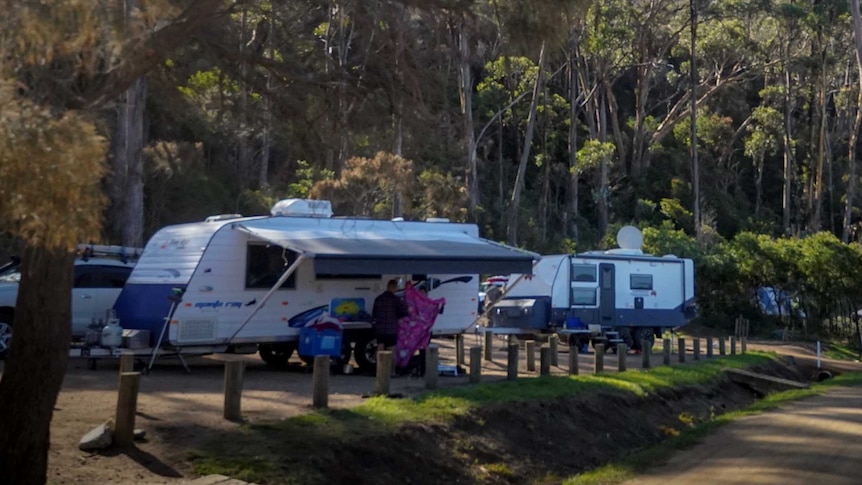 Campsite in Mayfield Beach, Tasmania, April 2019.