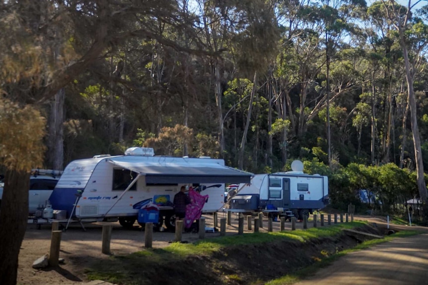 Campsite in Mayfield Beach, Tasmania, April 2019.