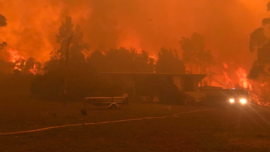 An extreme bushfire on the NSW South Coast at Bawley Point in December 2019
