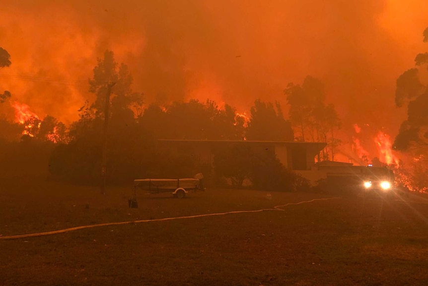 An extreme bushfire on the NSW South Coast at Bawley Point in December 2019