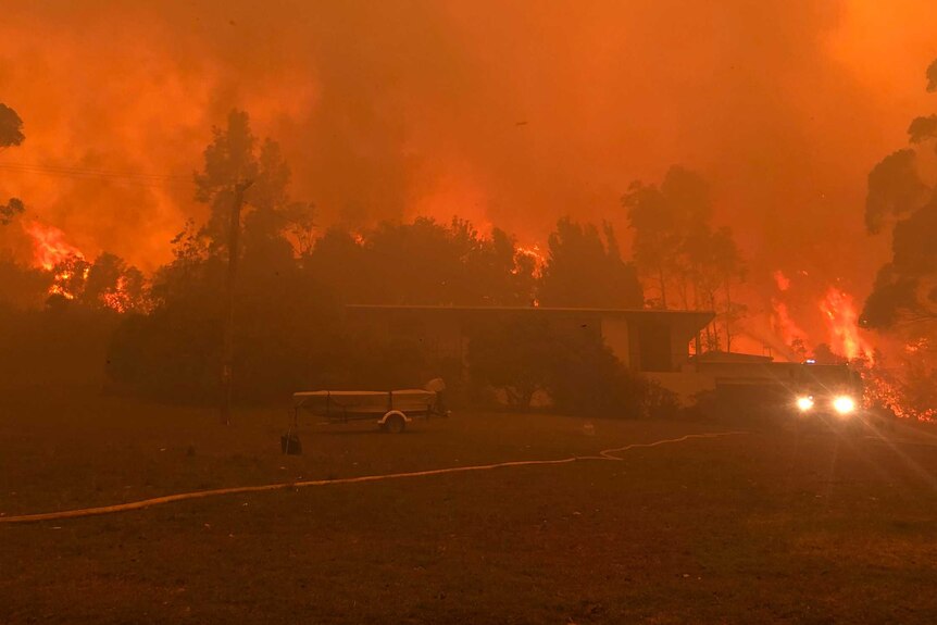 An extreme bushfire on the NSW South Coast at Bawley Point in December 2019