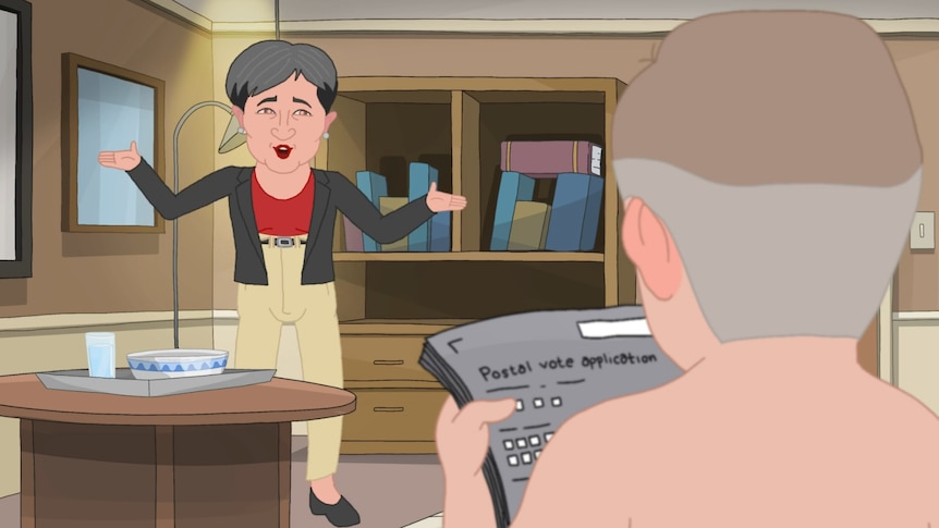 a cartoon of penny wong and anthony albanese