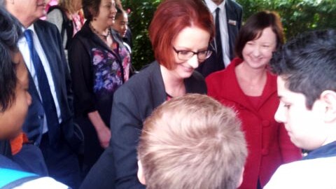 Julia Gillard visits St Josephs in Bracken Ridge.
