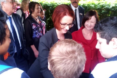 Julia Gillard visits St Josephs in Bracken Ridge.