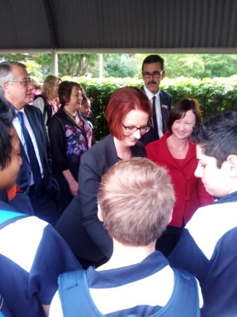 Julia Gillard visits St Josephs in Bracken Ridge.