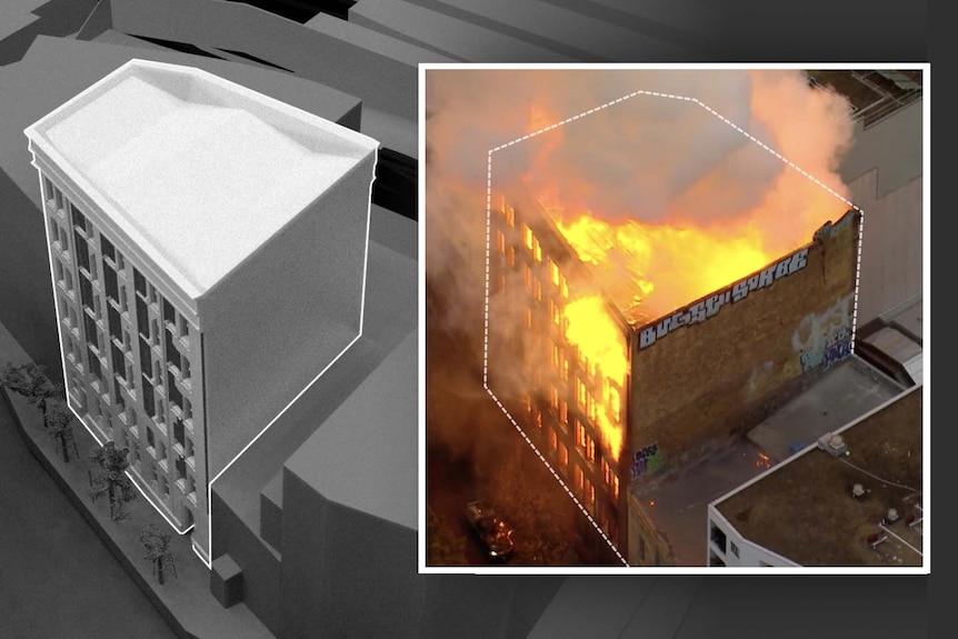 A 3D model of the building that burnt down in Surry Hills