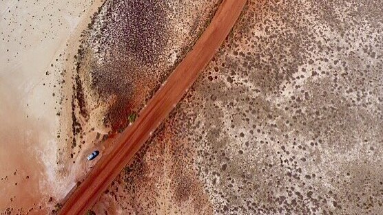A drone shot of coastal desert in Western Australia.