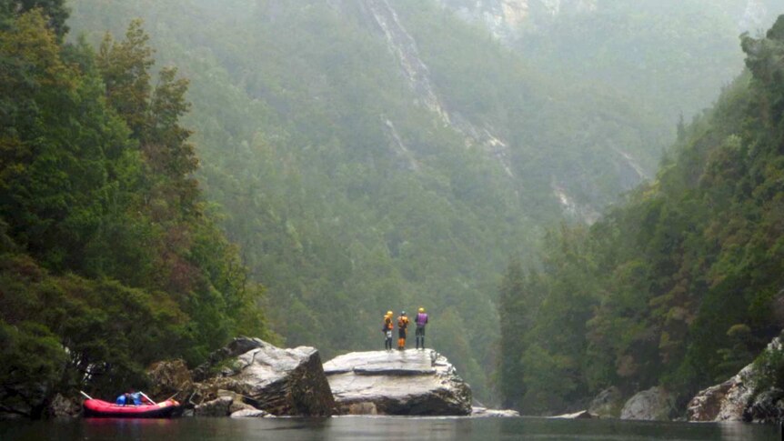 Rafters on the Tasmania's Franklin River in the World Heritage Area.