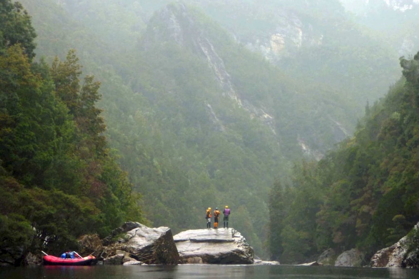 Rafters on the Tasmania's Franklin River in the World Heritage Area.