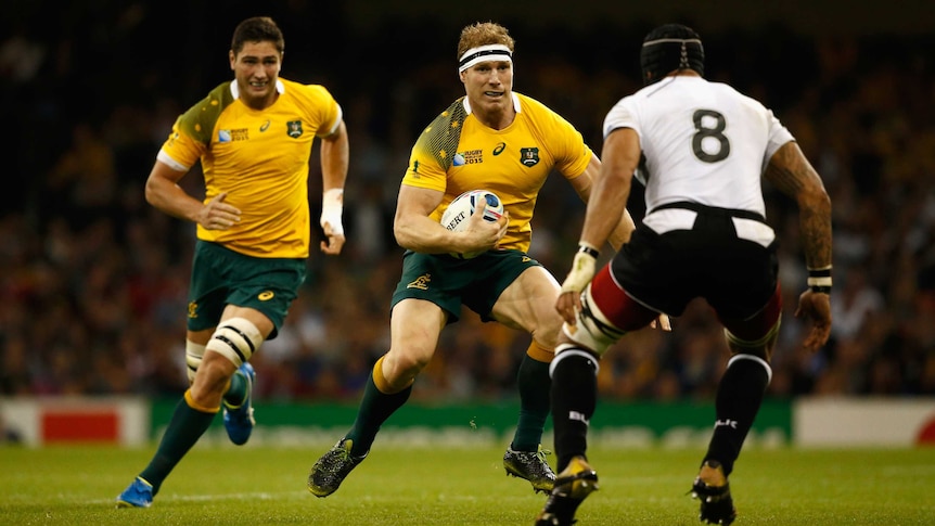 David Pocock takes on the Fiji defence