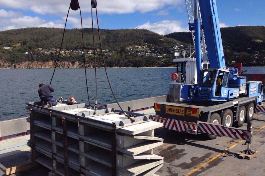 The concrete reef in the River Derwent will be the first step in developing a floating reef for shellfish farming.
