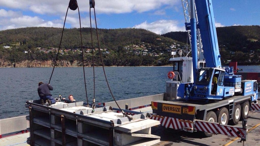 The concrete reef in the River Derwent will be the first step in developing a floating reef for shellfish farming.