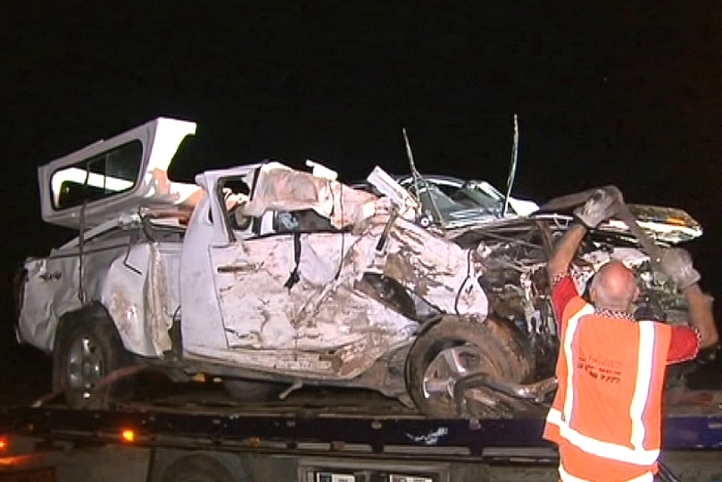 A four-wheel-drive after a fatal crash at Maitland
