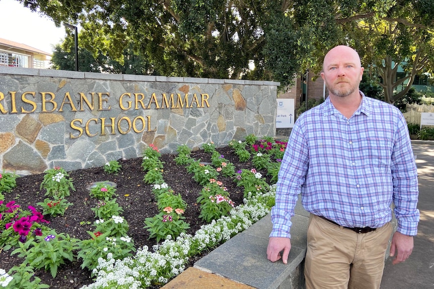 David Welsh stands outside the Brisbane Grammar school on May 29, 2021.