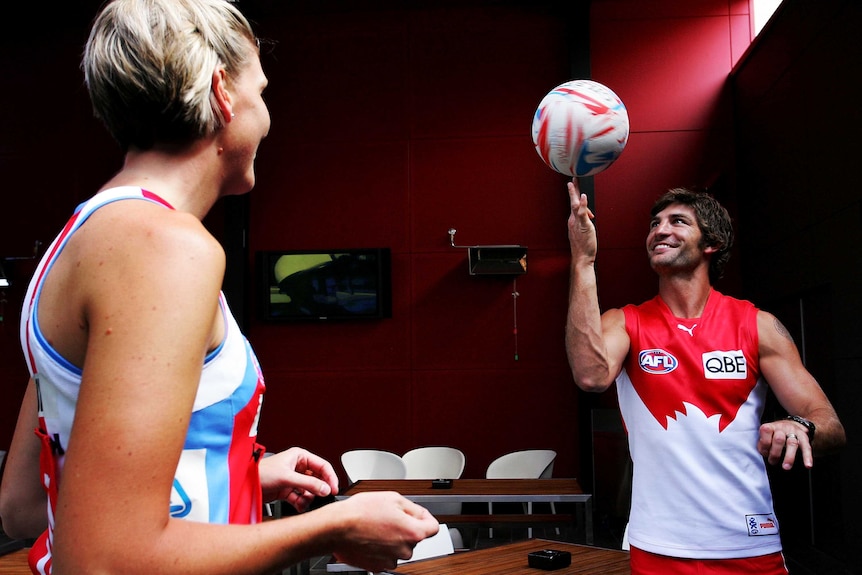 NSW Swifts Catherine Cox and Sydney Swans Brett Kirk