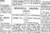 A newspaper article about the 'Sensational Shooting Affair' in The Age, February 22, 1898.