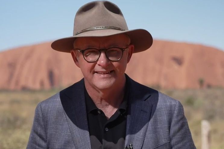 Prime Minister Anthony Albanese on ABC's Afternoon Briefing, speaking from Uluru 