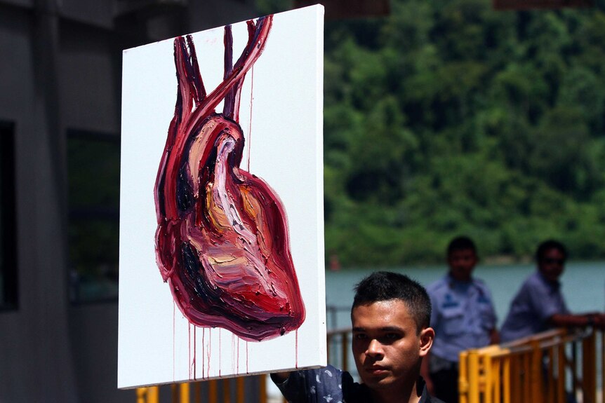 A painting of a heart by Myuran Sukumaran.