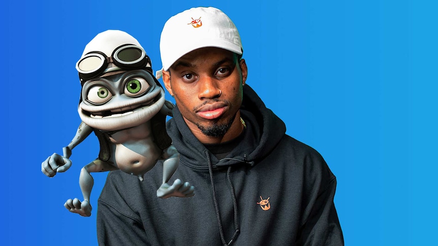 A photoshop of Denzel Curry and Crazy Frog