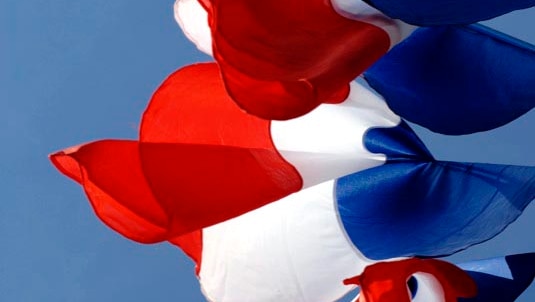 French flags fluttering