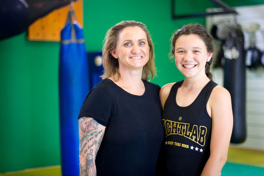 Keely Geyger, a friend of Tyron Unsworth, and her mother, 2017