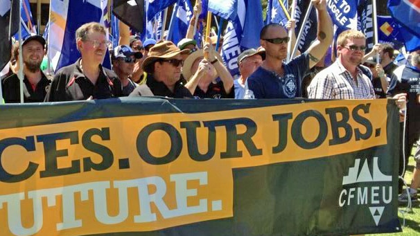 Union workers rally outside Hale House in Perth