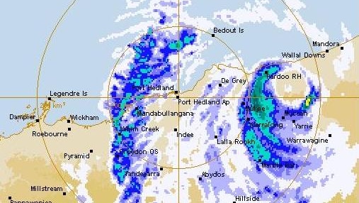 Port Hedland radar loop shows Severe Tropical Cyclone Lua