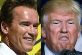 A composite image of Arnold Schwarzenegger and Donald Trump.