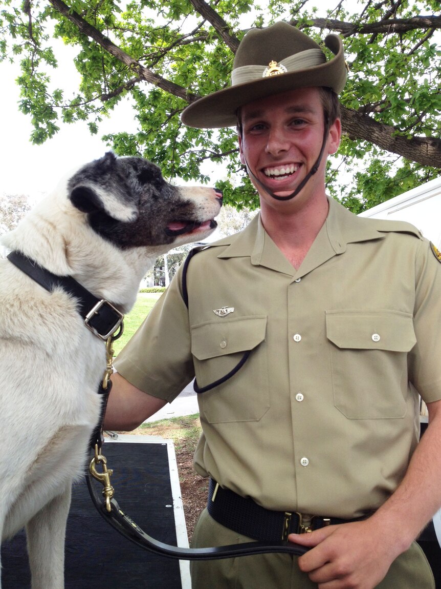 Sapper Andrew Nordling with Domino