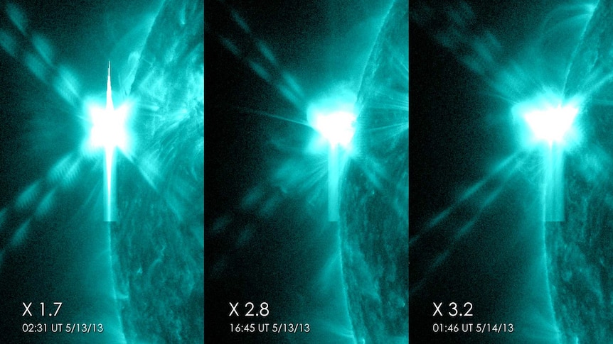 Sun unleashes three solar flares