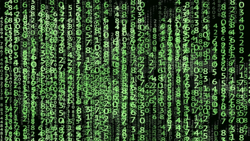 A graphic of hundreds of green numbers on a black background