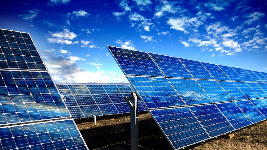 Solar panels in a field