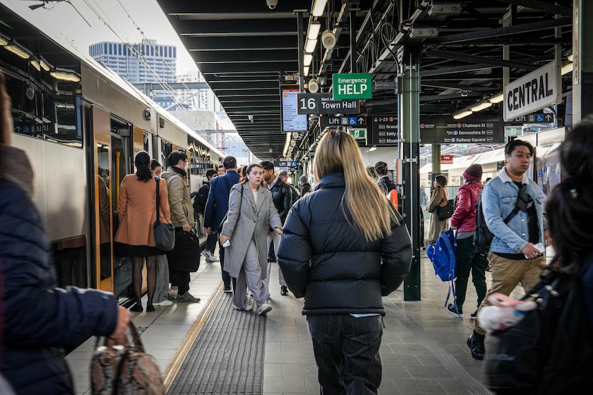 People on platform 16 Sydney Central train station