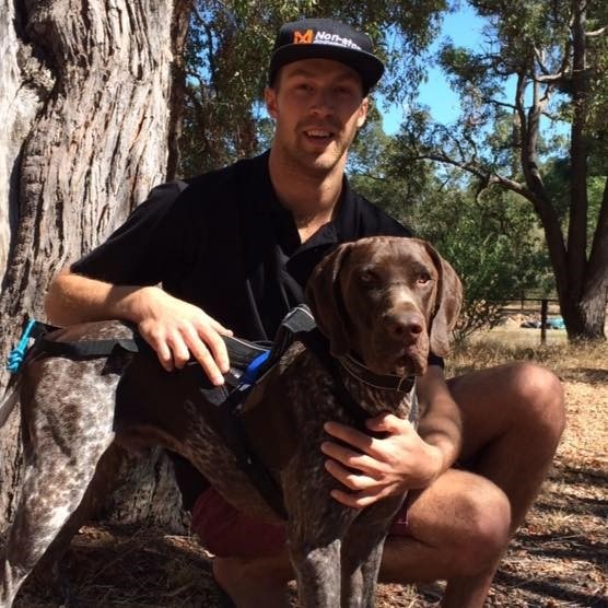 Christian Turner with his dog.