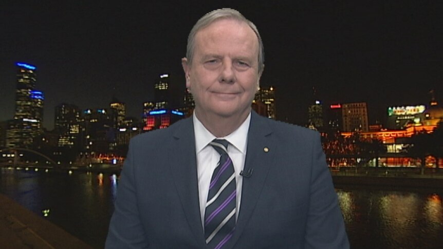 Former treasurer Peter Costello talks to 7.30