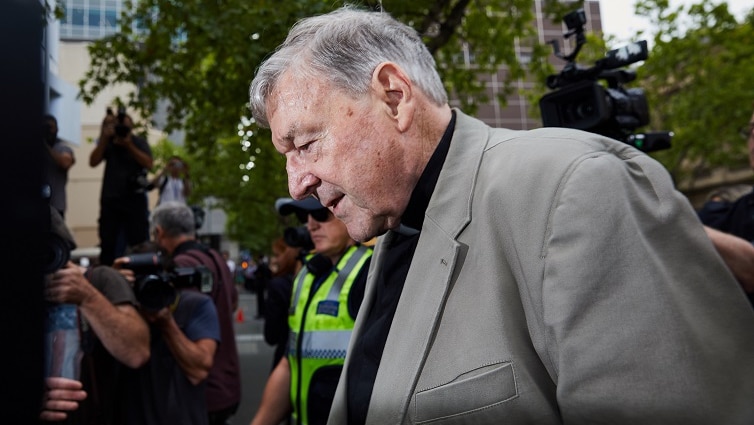 Cardinal George Pell arrives at the County Court in Melbourne, Tuesday, February 26, 2019.