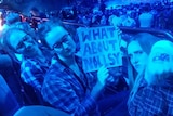 Aussies in the crowd having fun at Eurovision.