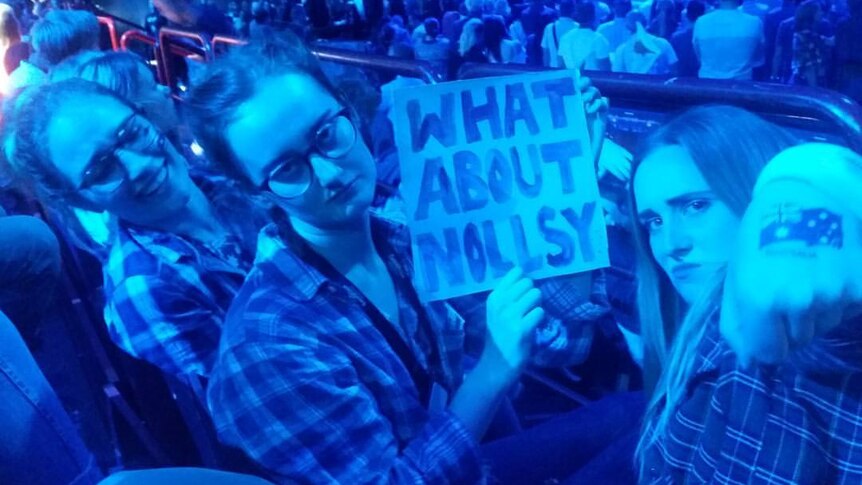 Aussies in the crowd having fun at Eurovision.