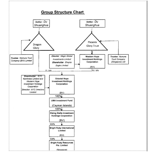 Ownership structure of Bright Ruby Resources 